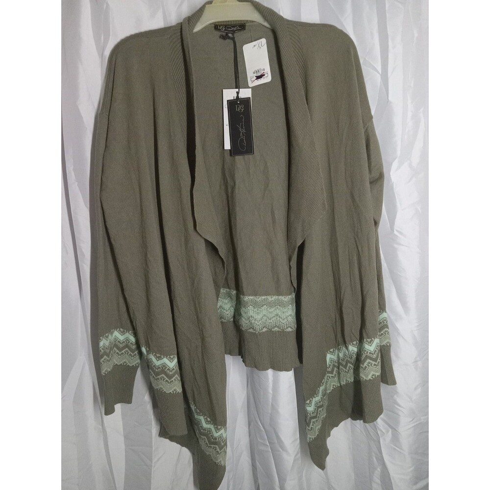 XL DG2 by Diane Gilman SoftEase Knit Waterfall Sweater Cardigan, Dusty Olive